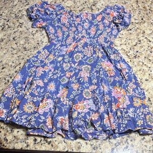 Angie Kids Floral Dress in Blue and Orange